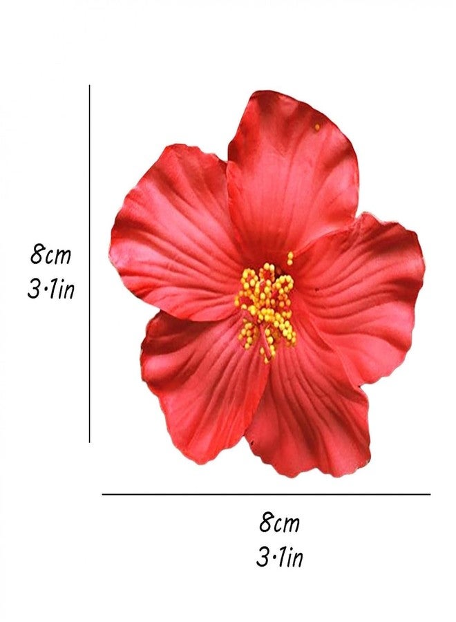 GOUDOGEDC Red Hawaiian Flower Hair Clip for Women Girls Fashion Bohemian Flowers Hair Accessory for Dancer Bridal Wedding Beach Party Hair Accessories (8cm) - Image 2